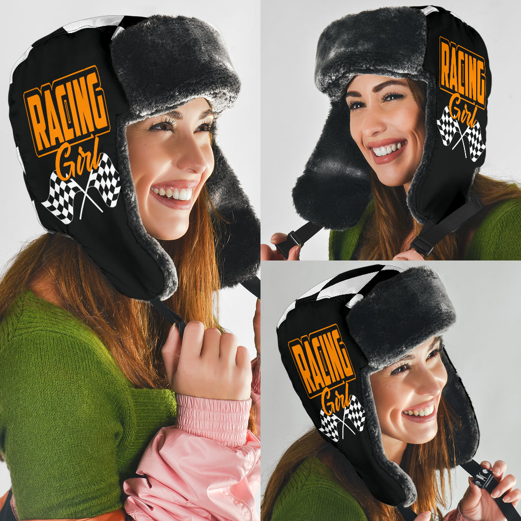 Racing Girl Checkered Trapper Hat