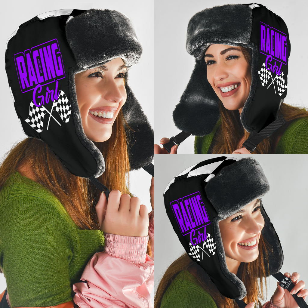 Racing Girl Checkered Trapper Hat