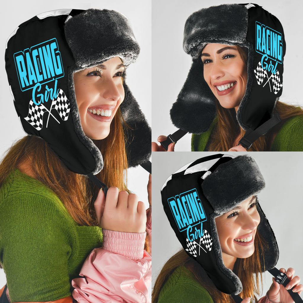 Racing Girl Checkered Trapper Hat
