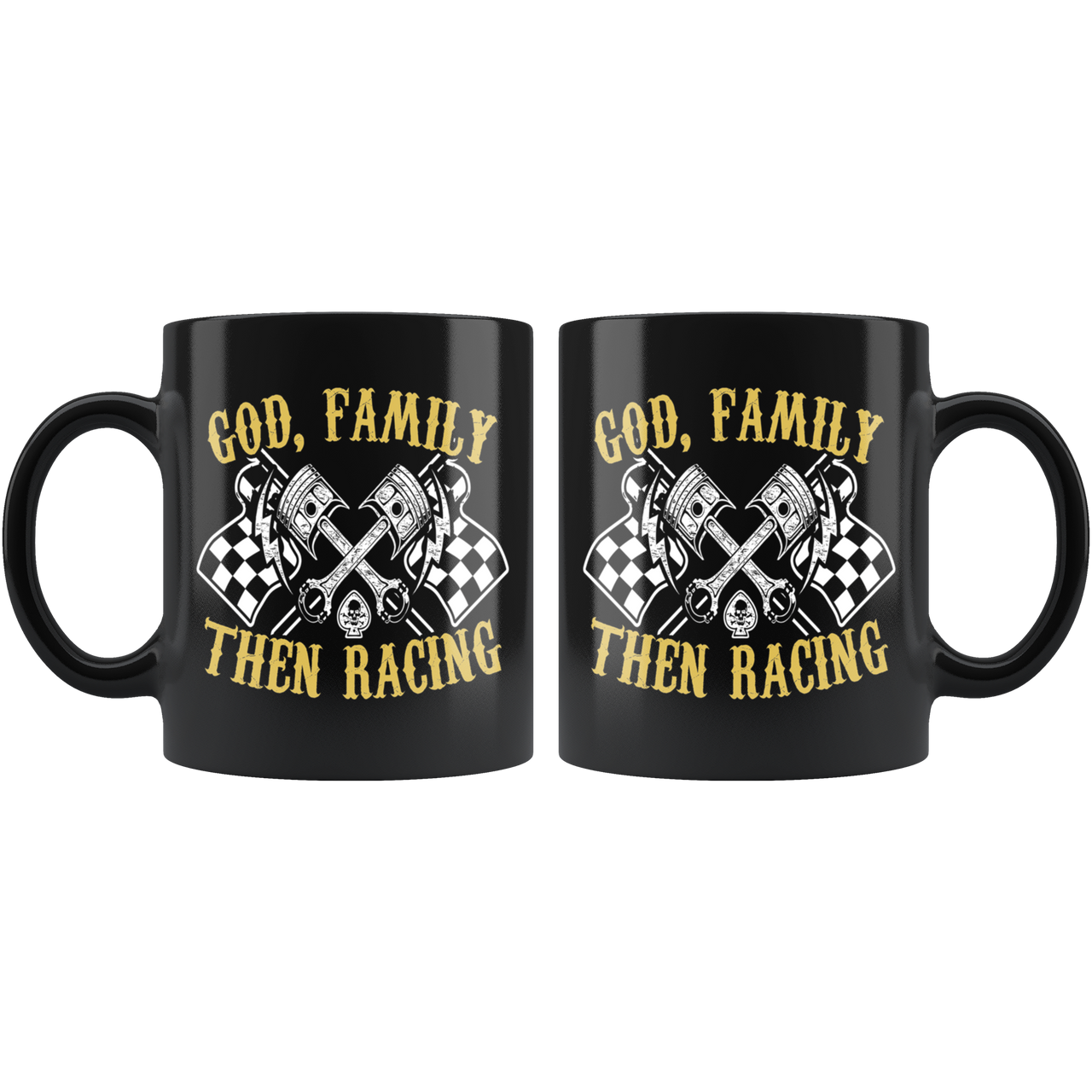 God Family Then Racing Mug
