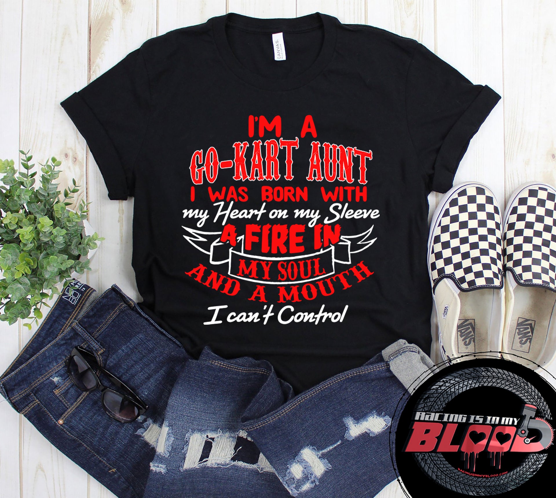 go kart racing aunt t-shirts