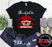 Women's racing apparel featuring the supportive quote I'm Not Just His Wife I'm Also His Biggest Fan for pit crew and trackside wives.