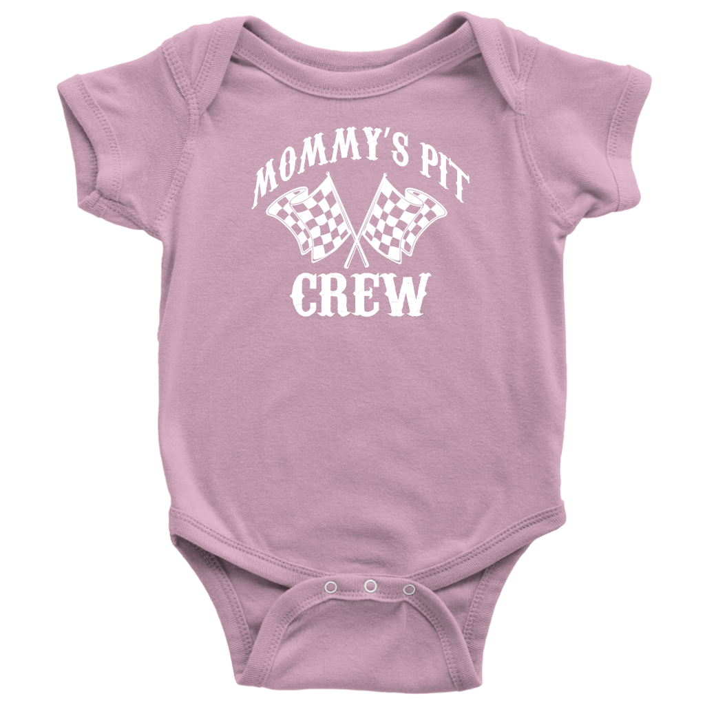 pink onesie with mommy's pit crew design