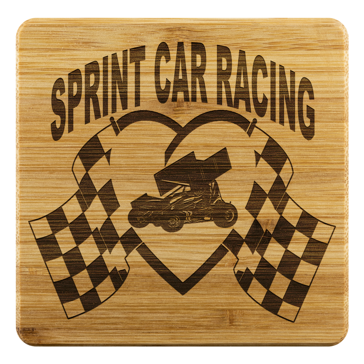 Sprint Car Racing Bamboo Coaster