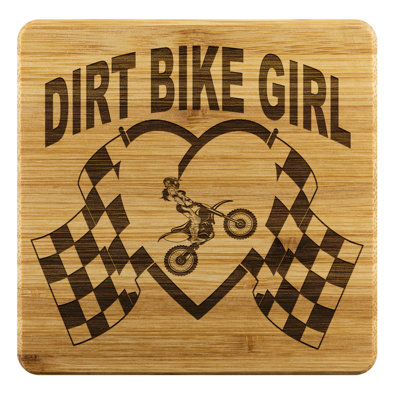 Dirt Bike Girl Bamboo Coaster