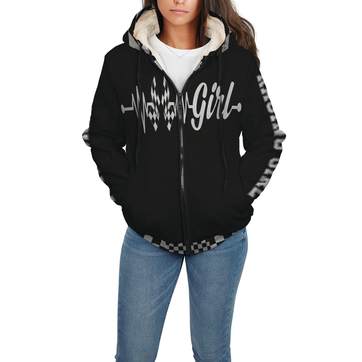 Racing Girl Heartbeat Sherpa Jacket