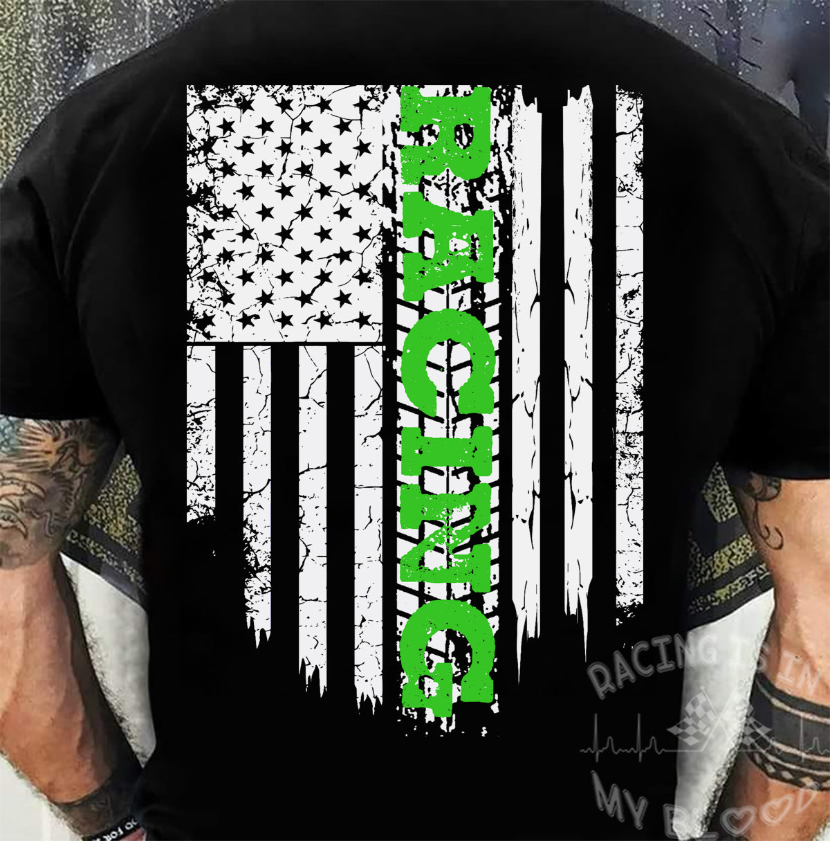 Racing US Flag Green Version T-Shirts!