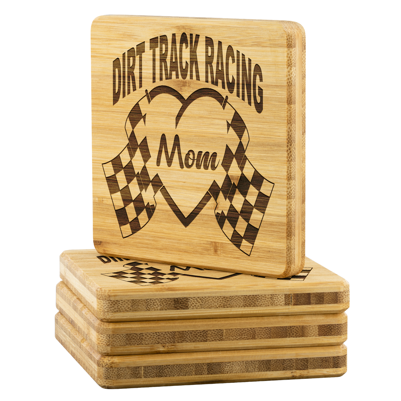 Dirt Track Racing mom Bamboo Coaster