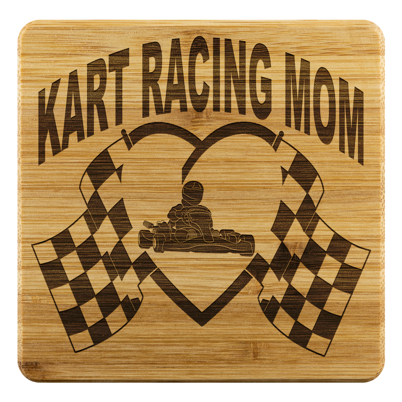 Kart Racing Mom Bamboo Coaster